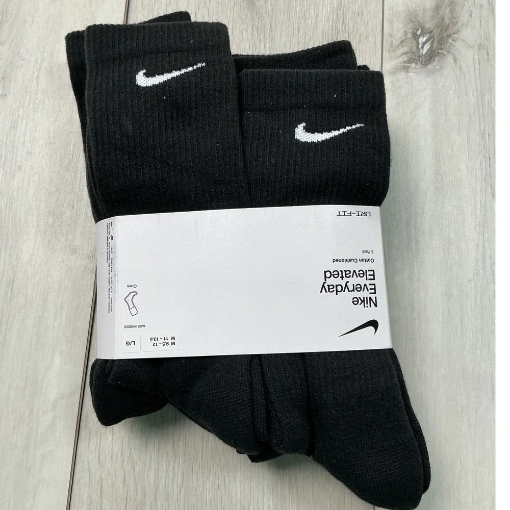 Nike Everyday Elevated Crew Socks Unisex L Black New With Tags